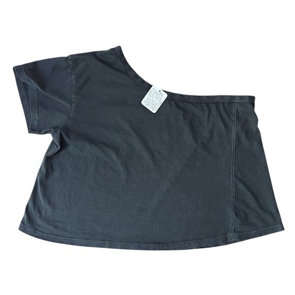 NWT We The Free Aubrey One Shoulder Black Cotton Tee Medium - Picture 2 of 9